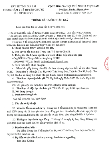 Thông báo báo giá