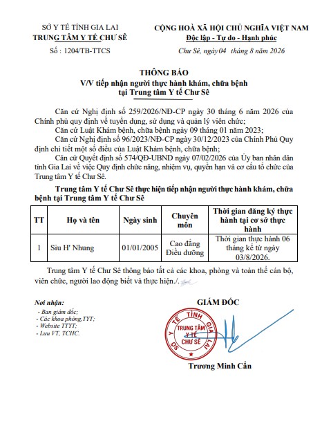 TB thực hành bà Siu H'Nhung